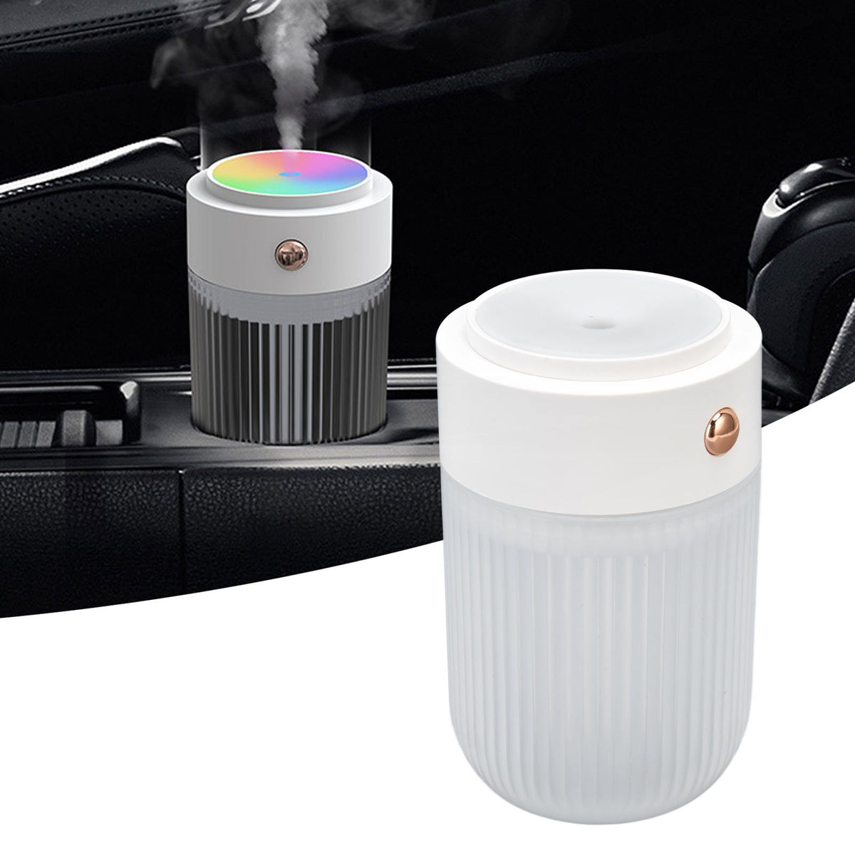 250ml Mini Air Humidifier USB Powered Colorful Lamp Humidifier for Car Office Living RoomWhite