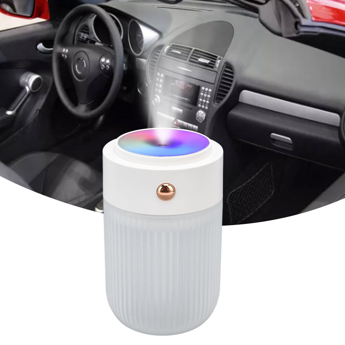 250ml Mini Air Humidifier USB Powered Colorful Lamp Humidifier for Car Office Living RoomWhite