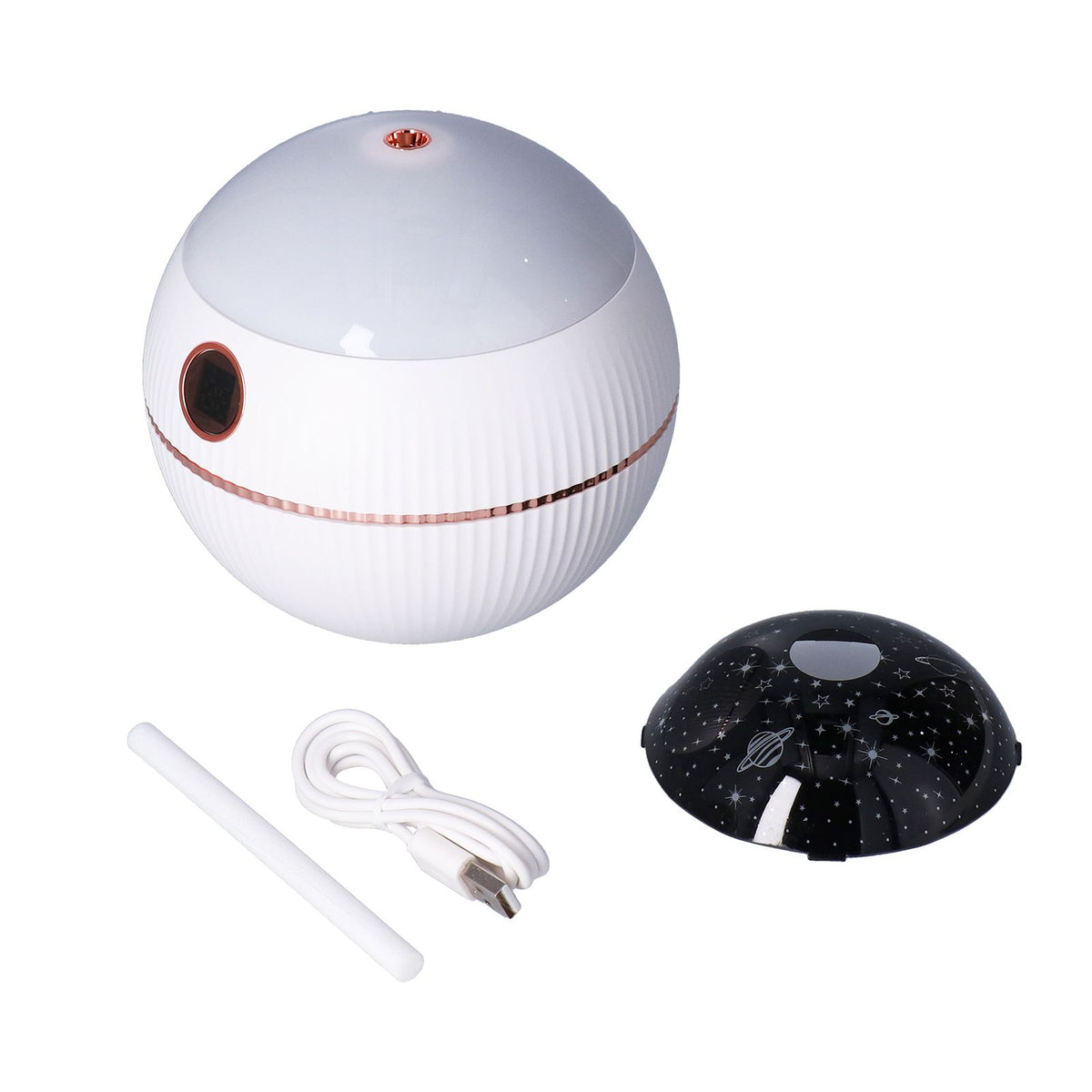 550ML Spherical Humidifier Mini Portable Star Projection Humidifier for Home Bedroom USB ChargingWhite