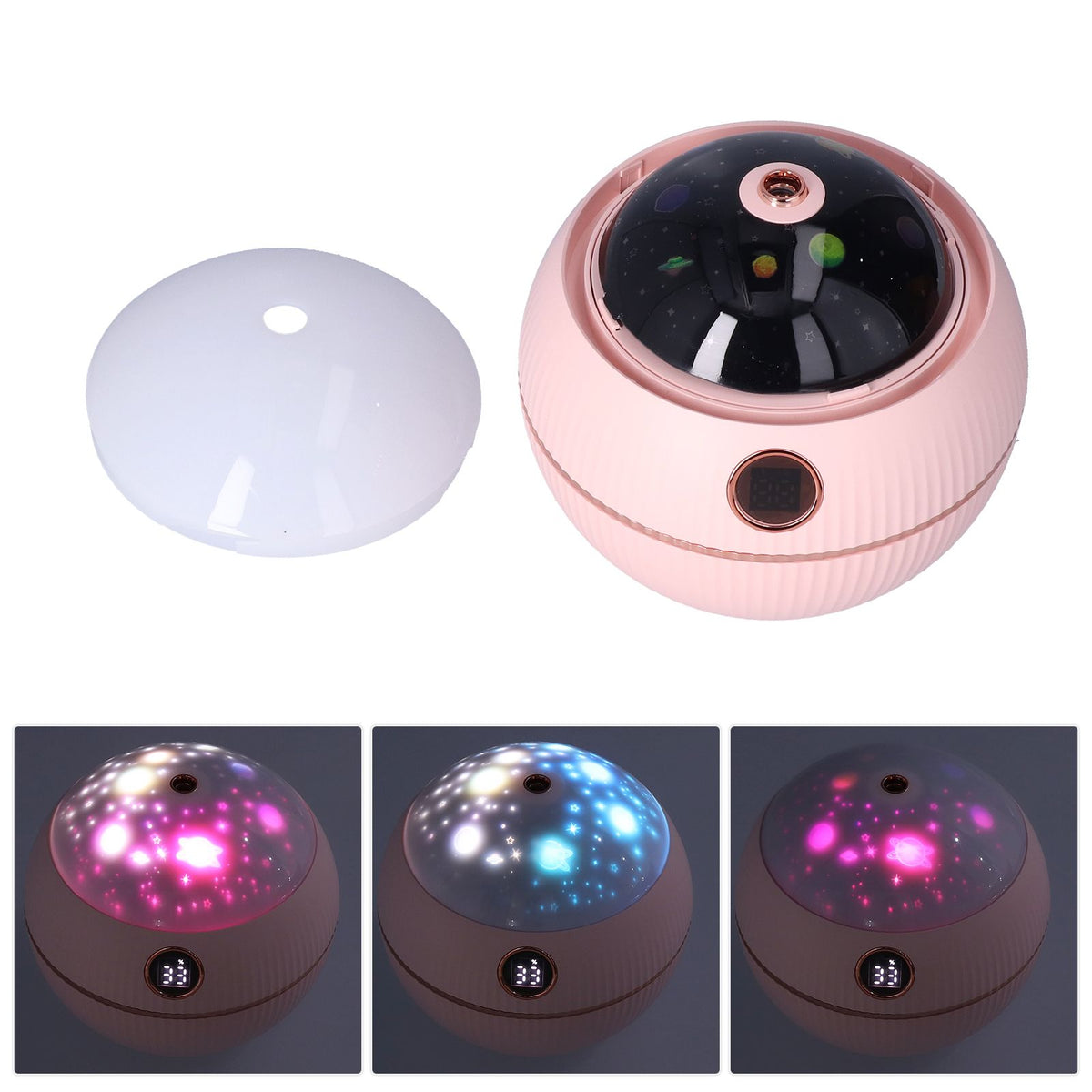 550ML Spherical Humidifier Mini Portable Star Projection Humidifier for Home Bedroom USB ChargingPink