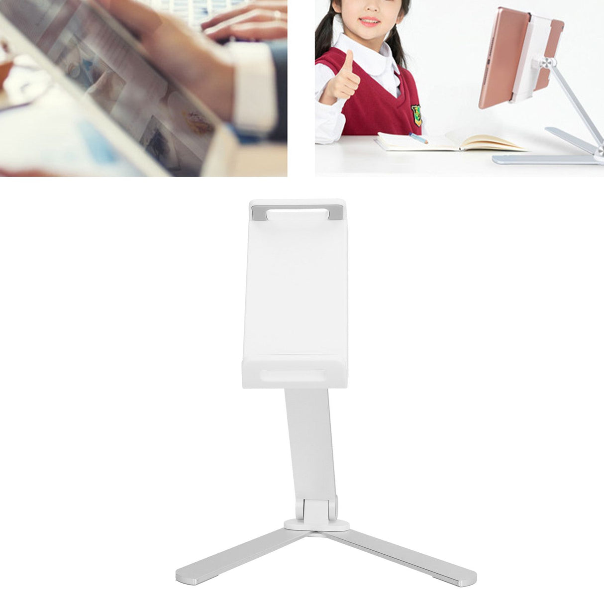 Foldable Tablet Stand 360°+180° Rotating Aluminum Alloy Stand for 4‑12in Tablet Computer 4‑7in Phone