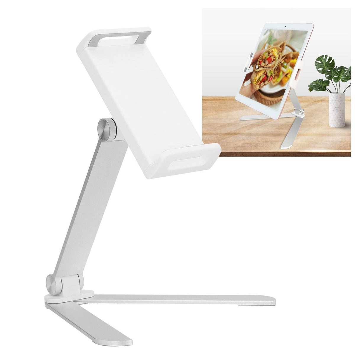 Foldable Tablet Stand 360°+180° Rotating Aluminum Alloy Stand for 4‑12in Tablet Computer 4‑7in Phone