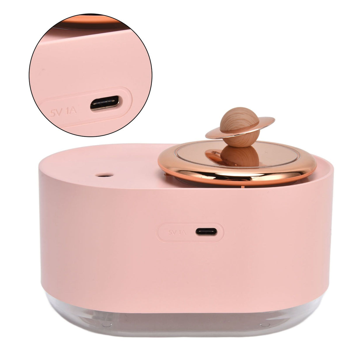 2 in 1 Rotating Planet Humidifier USB Charging Cordless Mute Spray Humidification for Home 1200MAHPink
