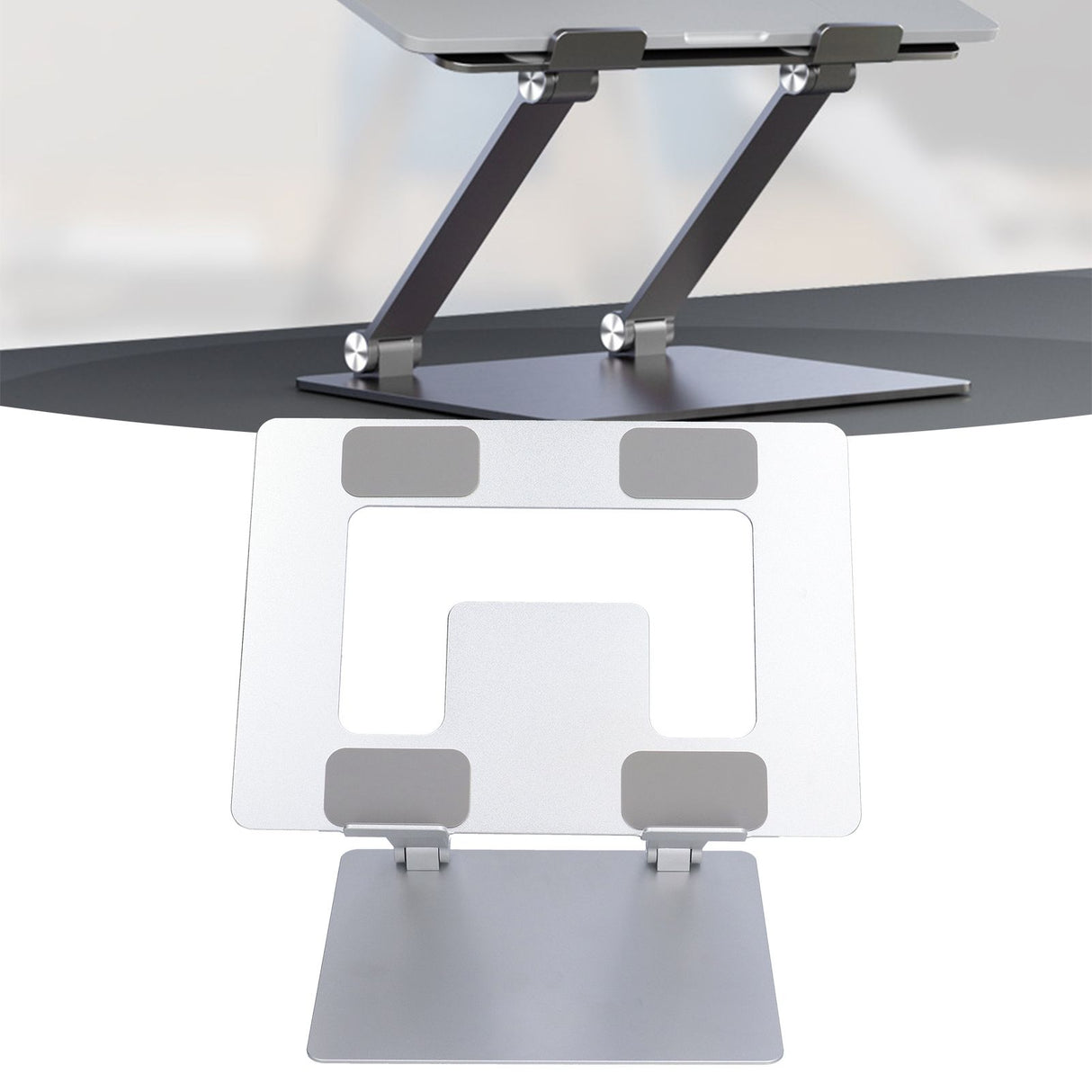 Laptop Stand Collapsible Aluminium Alloy Computer Riser Stand Silver Notebook Support Cooling Holder for Laptop Within 18in