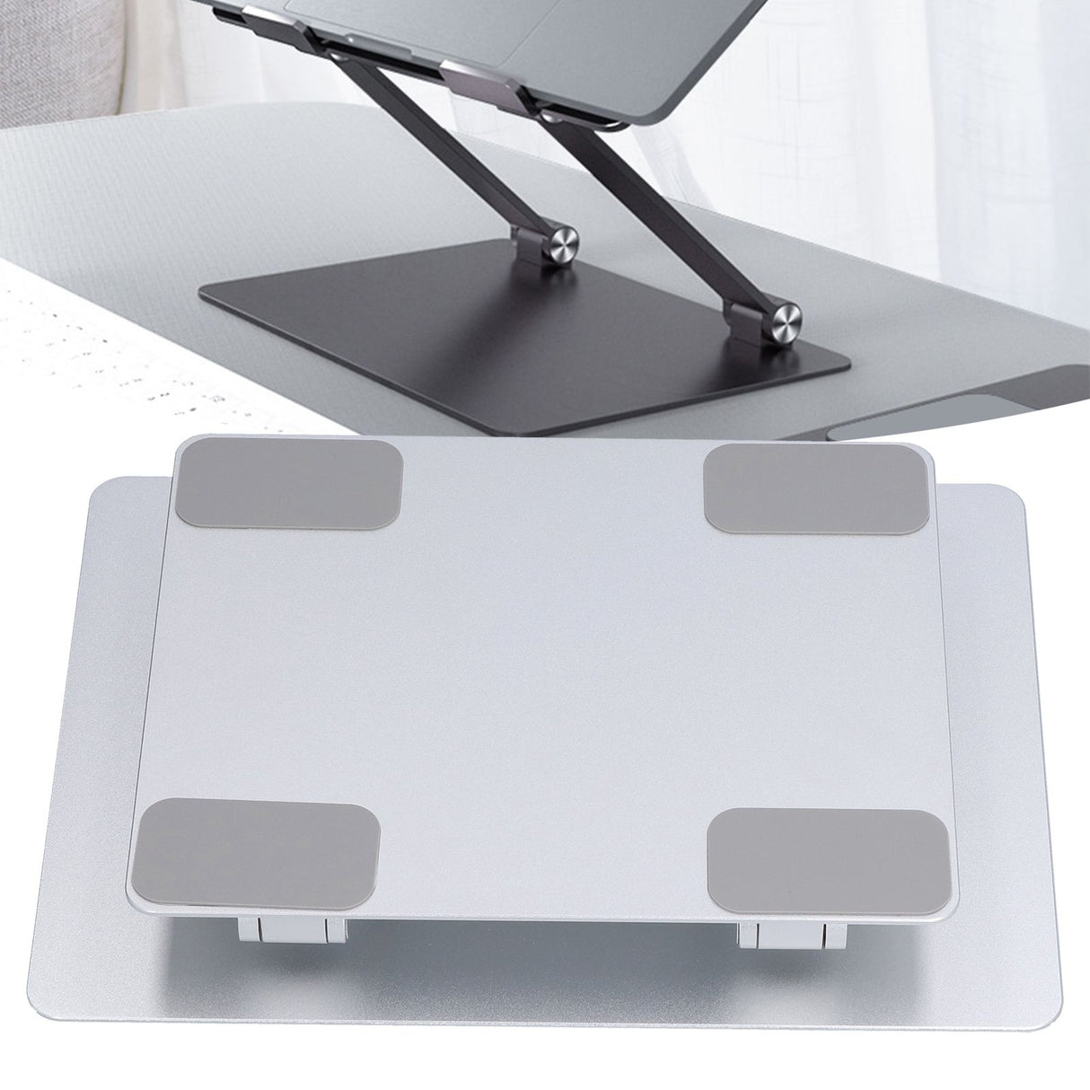 Laptop Stand Collapsible Aluminium Alloy Computer Riser Stand Silver Notebook Support Cooling Holder for Laptop Within 18in
