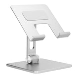 Adjustable Phone Stand Aluminum Alloy Reusable Tablet Holders Rack for Office Home BedroomSilver - Low Angle