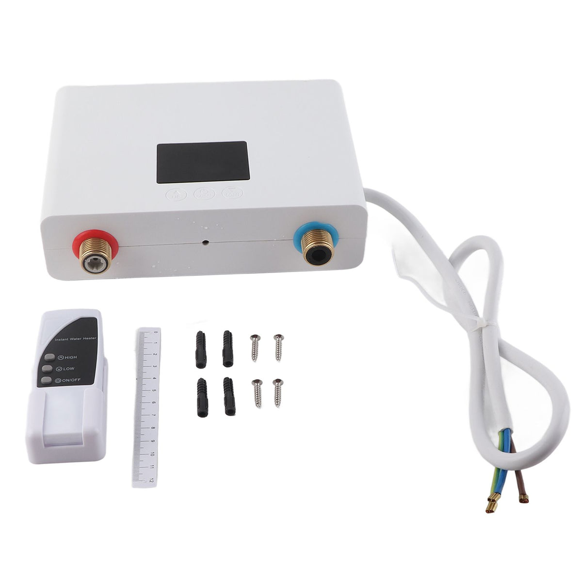 5500W Tankless Instant Electric Water Heater with Touch Panel Remote Control for Kitchen Bathroom 30‑55℃ 220VWhite