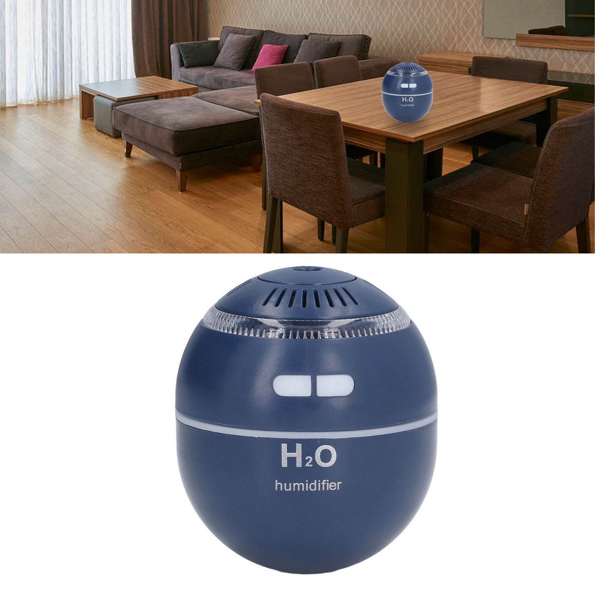 Household Ball Shaped Humidifier Colorful RGB Light Humidifier Mini Water Replenishing Air HumidifierBlue