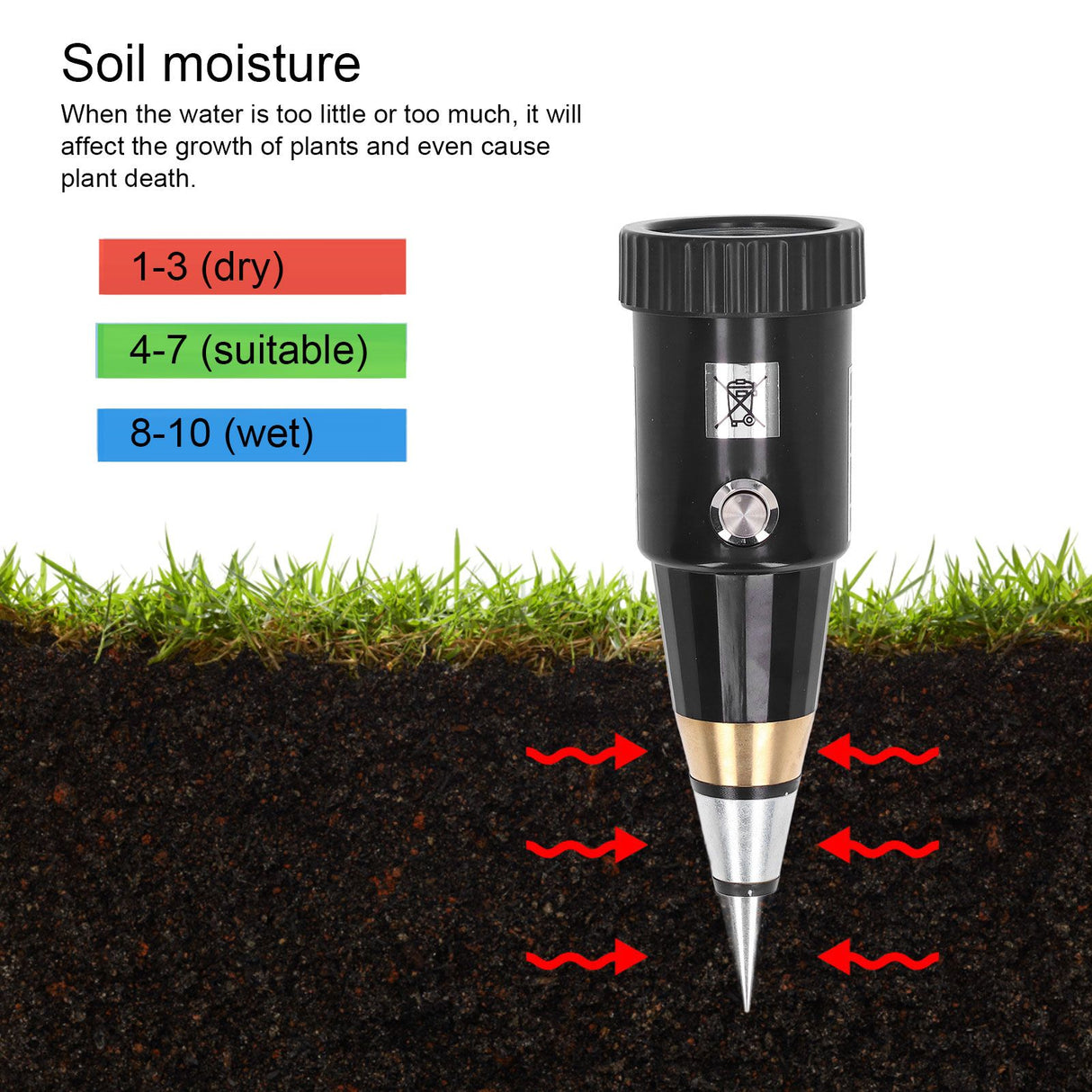 2 in 1 Soil Tester Soil Moisture PH Meter Hygrometer Plant Water Meter for Garden Farm Lawn