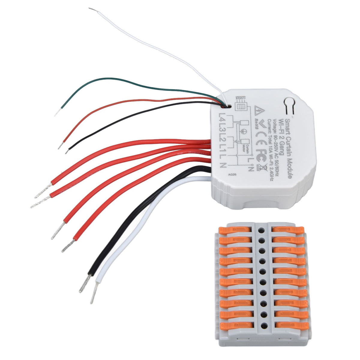 Smart Curtain Switch Module 2 Way Wifi Curtain Opener Module APP Remote Control Timing for Intelligent Appliance 90‑250V