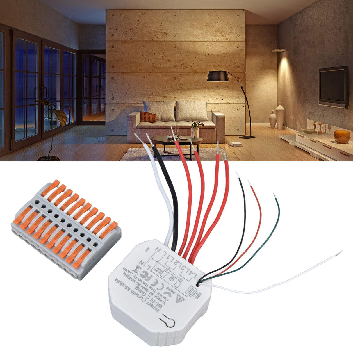 Smart Curtain Switch Module 2 Way Wifi Curtain Opener Module APP Remote Control Timing for Intelligent Appliance 90‑250V