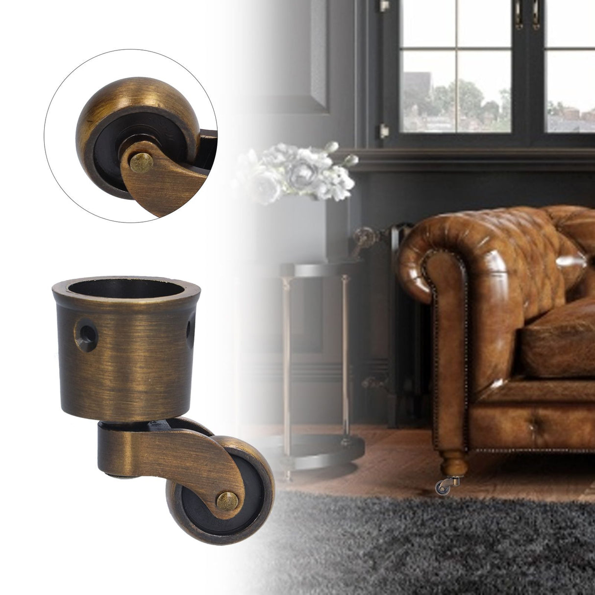 Round Cup Caster Zinc Alloy Vintage Matt Exquisite Sturdy Durable Stable Silent Wheel Dia Swivel