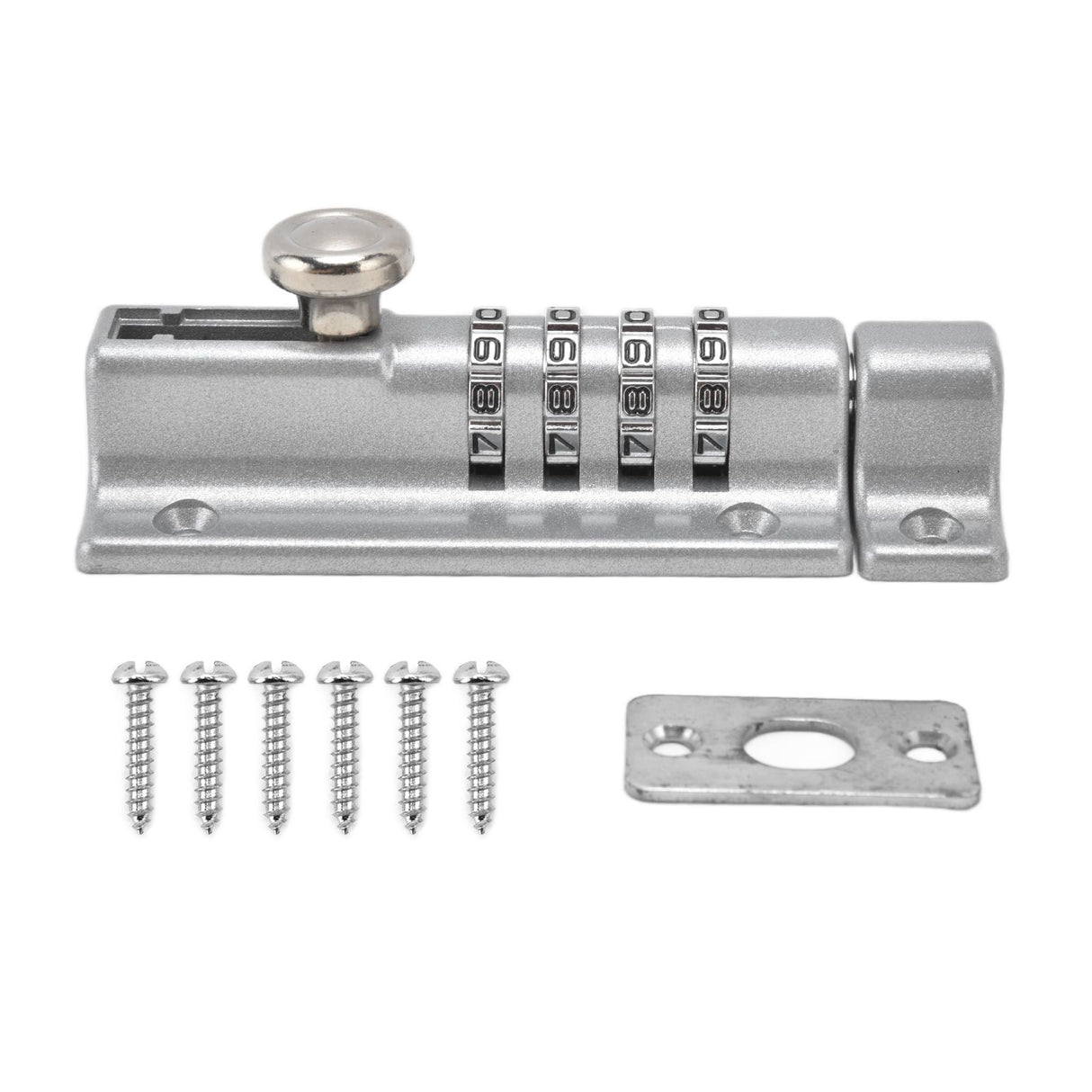 Combination Locking Bolt Safe Password Durable Rust Resistant Coating 4 Digit Lock Bolt for Pool Gate Fence FarmSilver