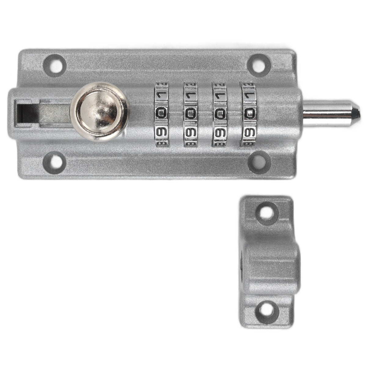 Combination Locking Bolt Safe Password Durable Rust Resistant Coating 4 Digit Lock Bolt for Pool Gate Fence FarmSilver