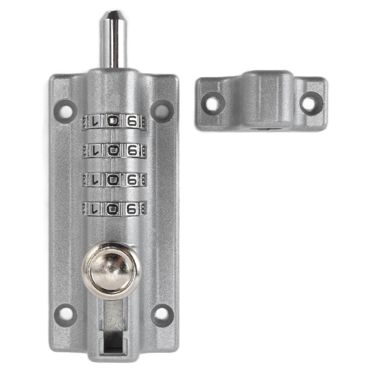 Combination Locking Bolt Safe Password Durable Rust Resistant Coating 4 Digit Lock Bolt for Pool Gate Fence FarmSilver