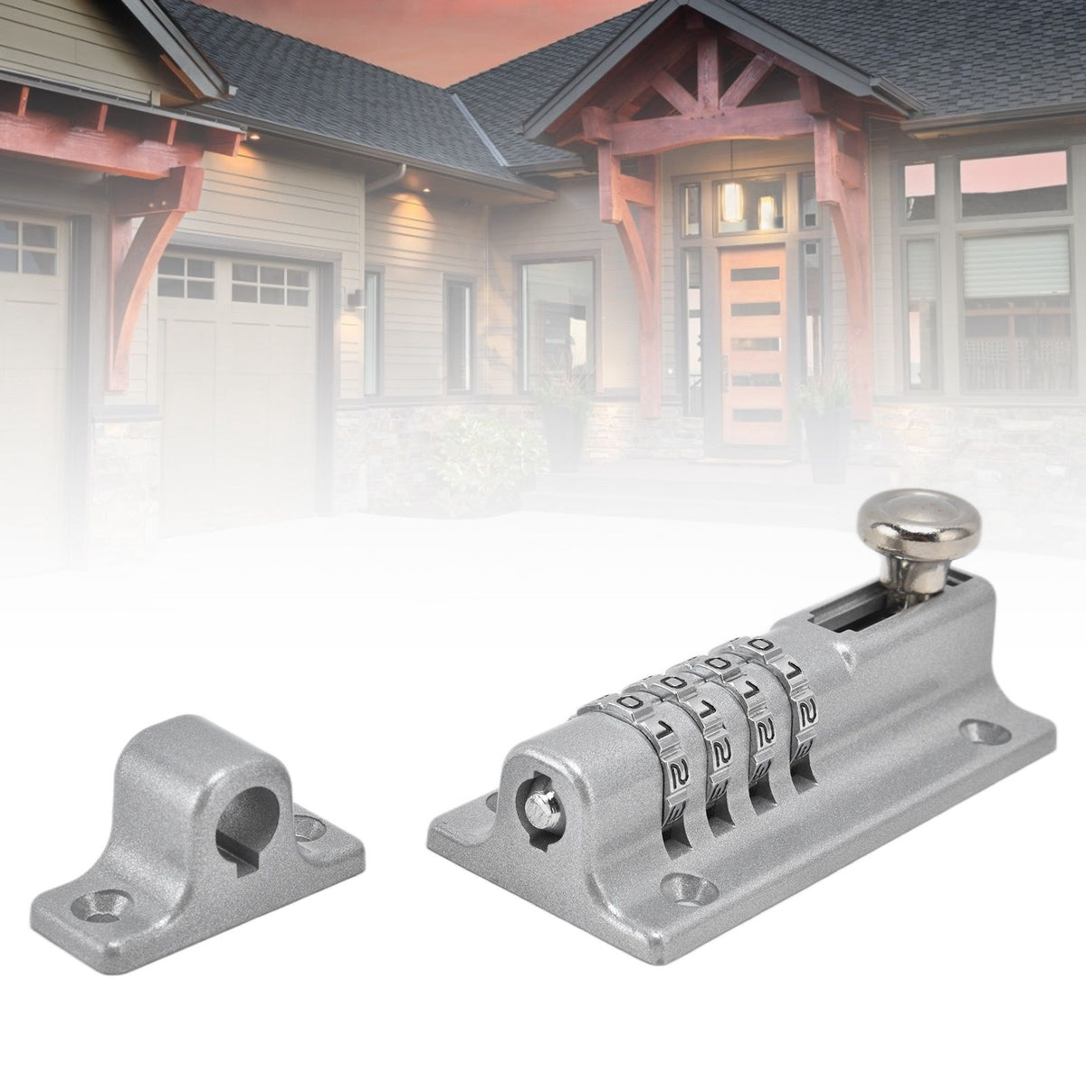 Combination Locking Bolt Safe Password Durable Rust Resistant Coating 4 Digit Lock Bolt for Pool Gate Fence FarmSilver