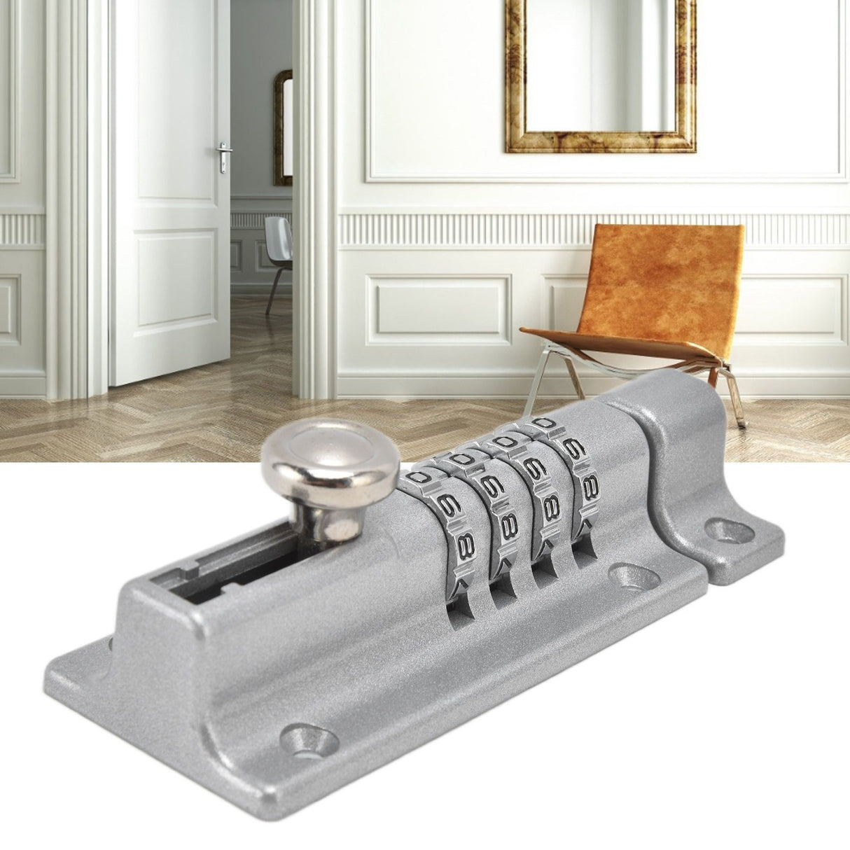 Combination Locking Bolt Safe Password Durable Rust Resistant Coating 4 Digit Lock Bolt for Pool Gate Fence FarmSilver