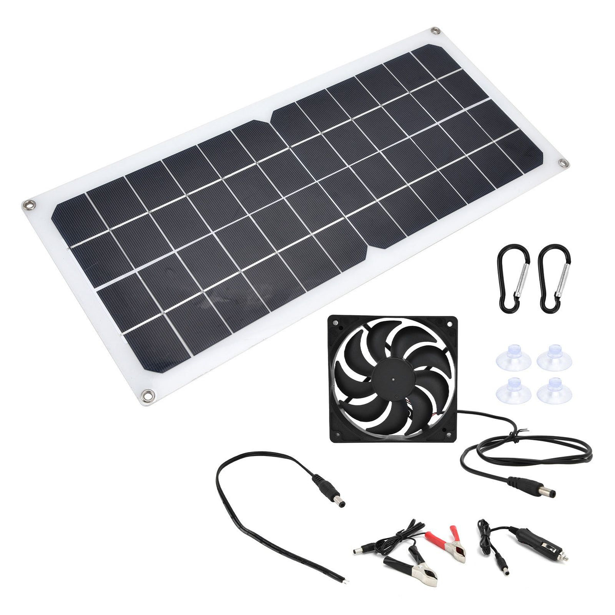 10W Photovoltaic Solar Panel with Fan Kit Dual Female USB Ports for Cars Boats Airplanes Satellites