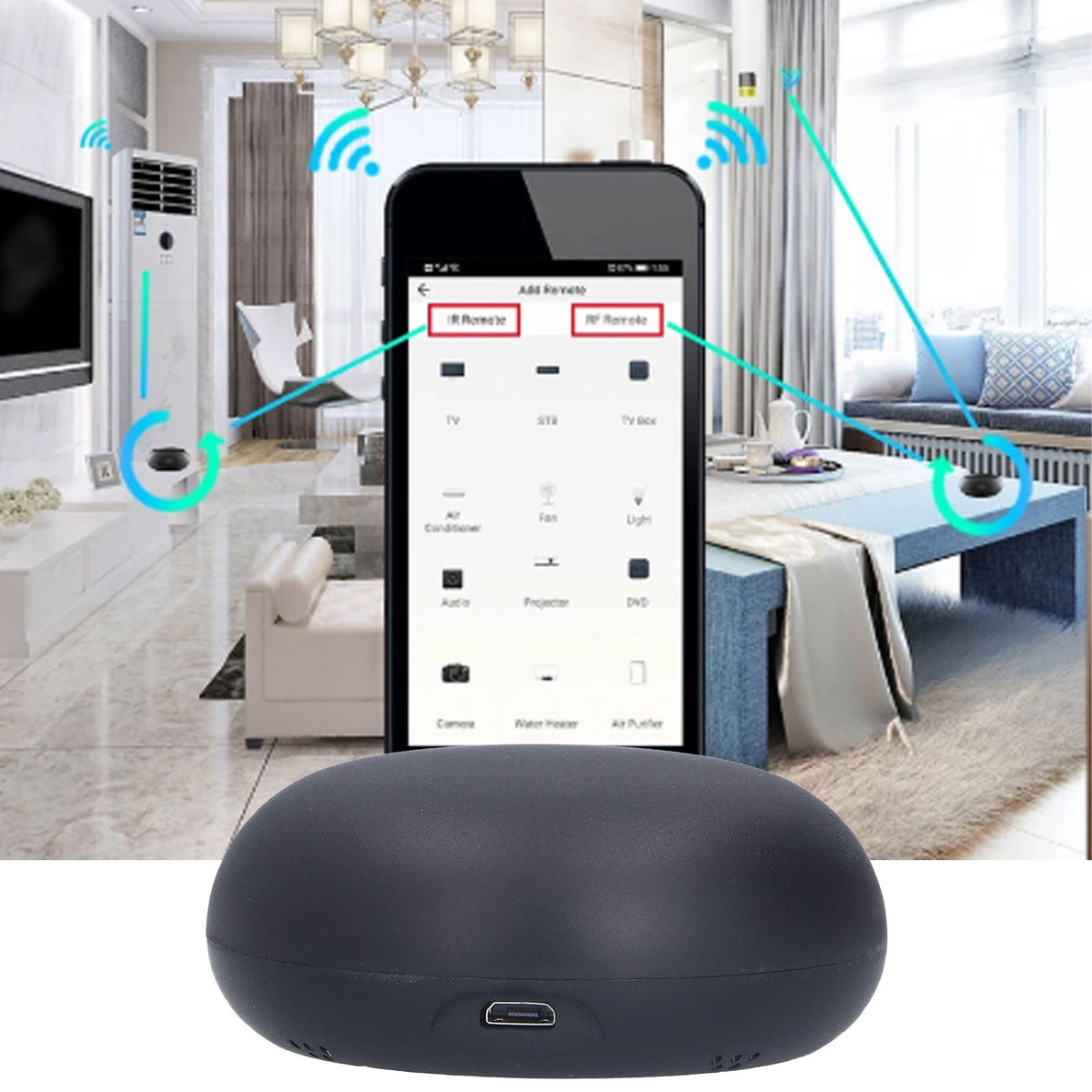5V WIFI RF433 Infrared Radio Frequency Remote Controller Support Phone Voice Control for LED Television