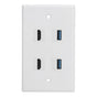 2 HD Multimedia Interface+2 USB3.0 Ports Panel Weld Free Audio Video Wall Outlet Plate Accessory