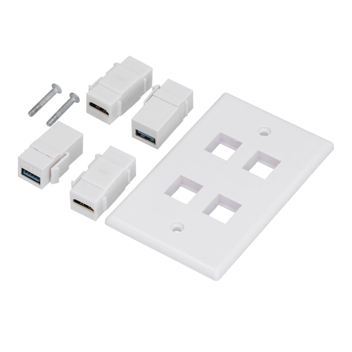 2 HD Multimedia Interface+2 USB3.0 Ports Panel Weld Free Audio Video Wall Outlet Plate Accessory
