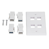 2 HD Multimedia Interface+2 USB3.0 Ports Panel Weld Free Audio Video Wall Outlet Plate Accessory - Side View