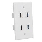 2 HD Multimedia Interface+2 USB3.0 Ports Panel Weld Free Audio Video Wall Outlet Plate Accessory
