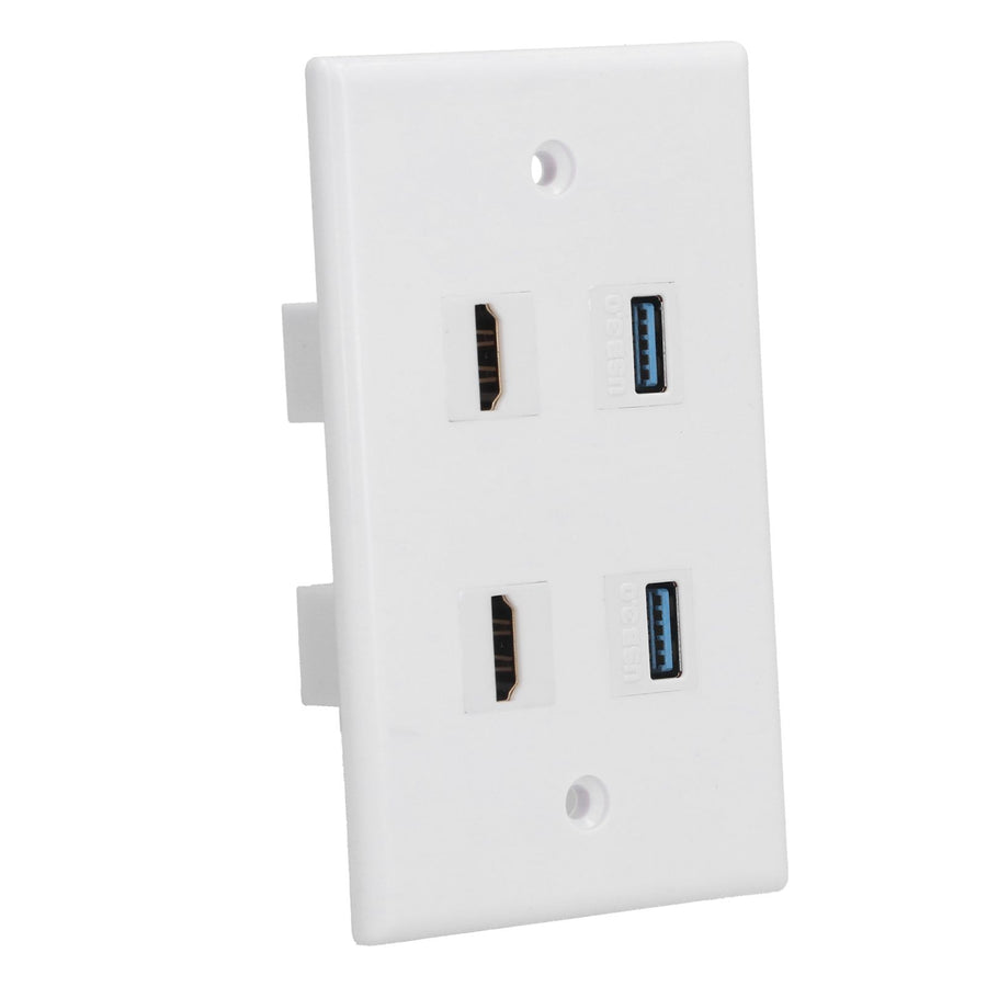 2 HD Multimedia Interface+2 USB3.0 Ports Panel Weld Free Audio Video Wall Outlet Plate Accessory