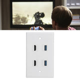 2 HD Multimedia Interface+2 USB3.0 Ports Panel Weld Free Audio Video Wall Outlet Plate Accessory - Extra Image
