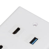 2 HD Multimedia Interface+2 USB3.0 Ports Panel Weld Free Audio Video Wall Outlet Plate Accessory - Extra Image