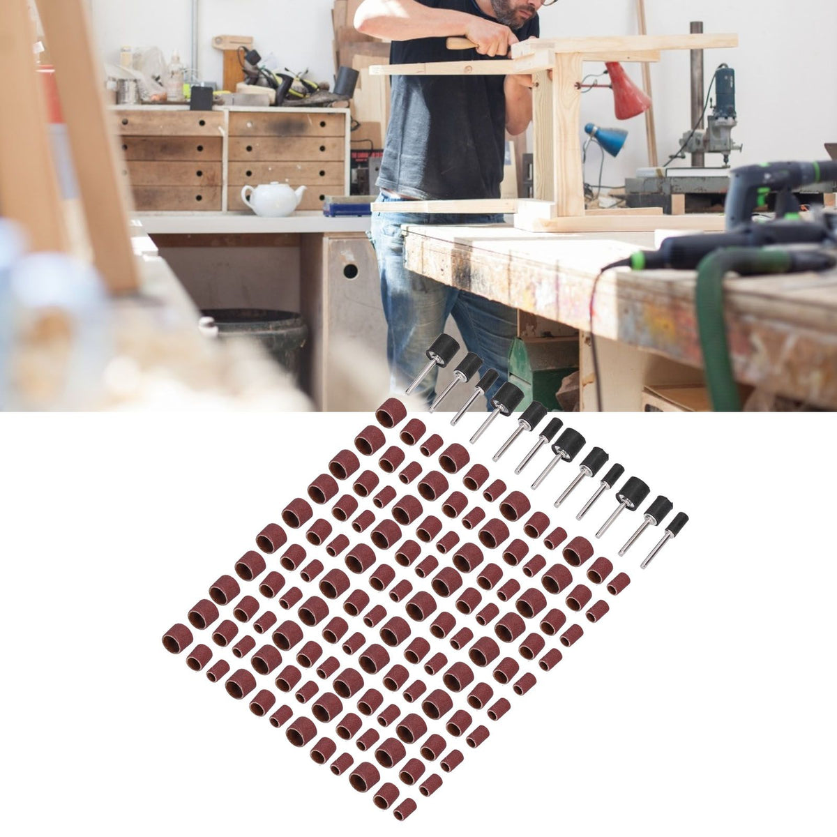 132pcs Sanding Bands Durable Aluminum Alloy Drum Sander Tool for Woodworking Metal Polishing