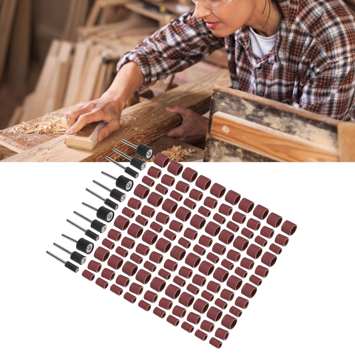 132pcs Sanding Bands Durable Aluminum Alloy Drum Sander Tool for Woodworking Metal Polishing