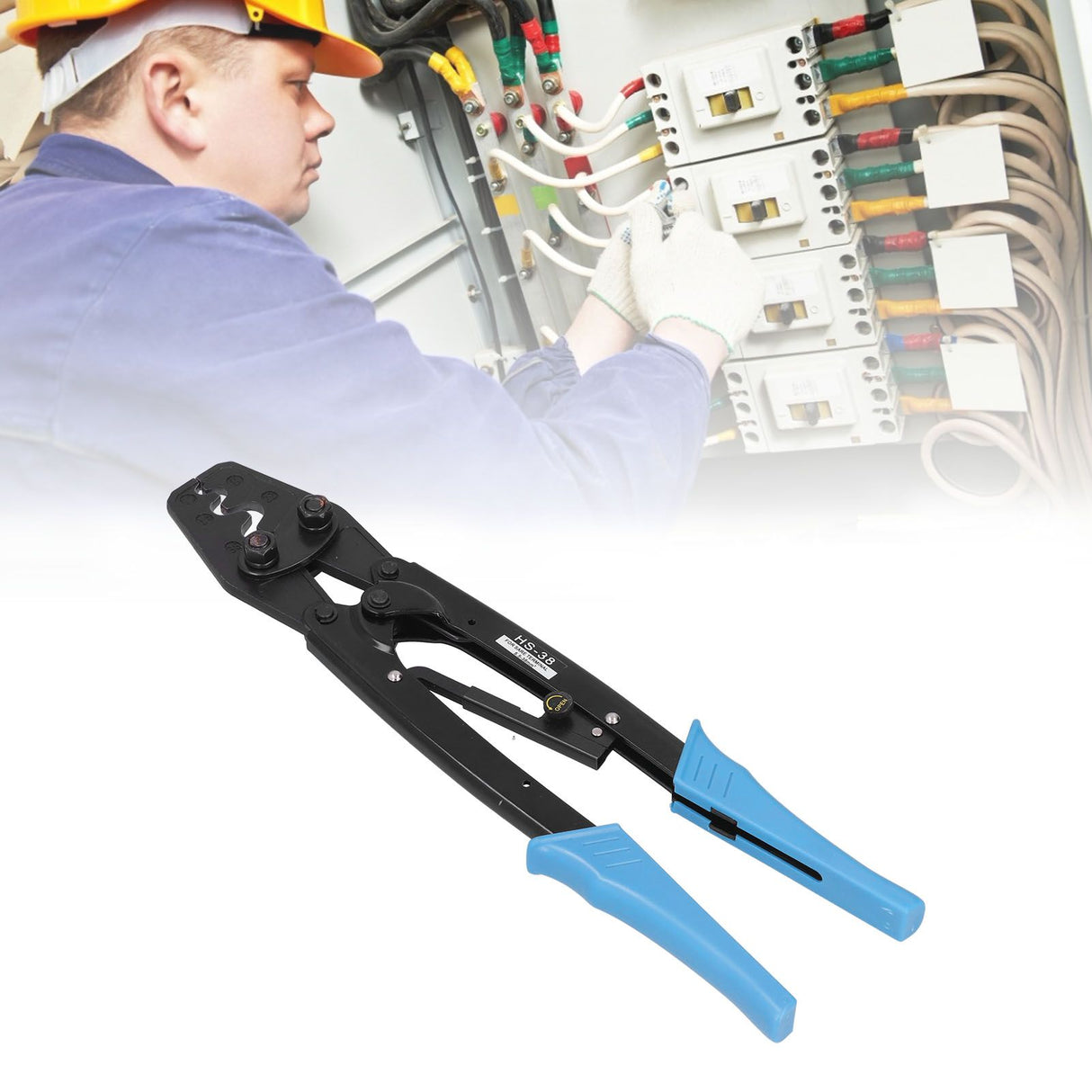 Labor Saving Crimping Pliers Bare Terminal Wire Rope Crimping Tool 5.5-38mm for Home Improvement