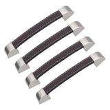 4 Set Furniture Handle Brown Rectangular Drawer Pull for Cabinet Side Doors Luggage - Front View