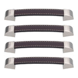 4 Set Furniture Handle Brown Rectangular Drawer Pull for Cabinet Side Doors Luggage - 45-Degree Angle