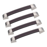 4 Set Furniture Handle Brown Rectangular Drawer Pull for Cabinet Side Doors Luggage - Low Angle
