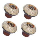 4 Set Cabinet Handle Retro Round Shaped Single Hole Door Knob for Home Bedroom Living RoomGreen Ancient Leopard Print White