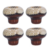 4 Set Cabinet Handle Retro Round Shaped Single Hole Door Knob for Home Bedroom Living RoomGreen Ancient Leopard Print White