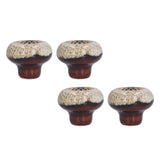4 Set Cabinet Handle Retro Round Shaped Single Hole Door Knob for Home Bedroom Living RoomGreen Ancient Leopard Print White