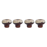 4 Set Cabinet Handle Retro Round Shaped Single Hole Door Knob for Home Bedroom Living RoomGreen Ancient Leopard Print White - Rear View