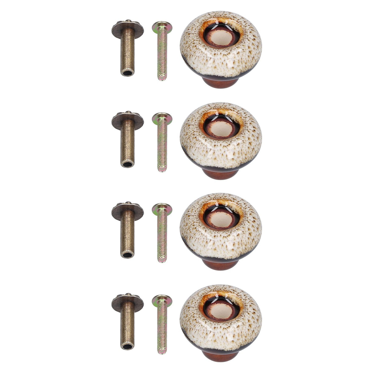 4 Set Cabinet Handle Retro Round Shaped Single Hole Door Knob for Home Bedroom Living RoomGreen Ancient Leopard Print White