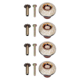 4 Set Cabinet Handle Retro Round Shaped Single Hole Door Knob for Home Bedroom Living RoomGreen Ancient Leopard Print White