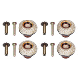 4 Set Cabinet Handle Retro Round Shaped Single Hole Door Knob for Home Bedroom Living RoomGreen Ancient Leopard Print White
