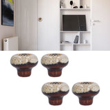 4 Set Cabinet Handle Retro Round Shaped Single Hole Door Knob for Home Bedroom Living RoomGreen Ancient Leopard Print White - Extra Image