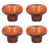 4 Set Cabinet Handle Retro Round Shaped Single Hole Door Knob for Home Bedroom Living RoomGreen Ancient Leopard Print Orange