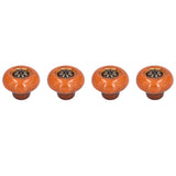 4 Set Cabinet Handle Retro Round Shaped Single Hole Door Knob for Home Bedroom Living RoomGreen Ancient Leopard Print Orange