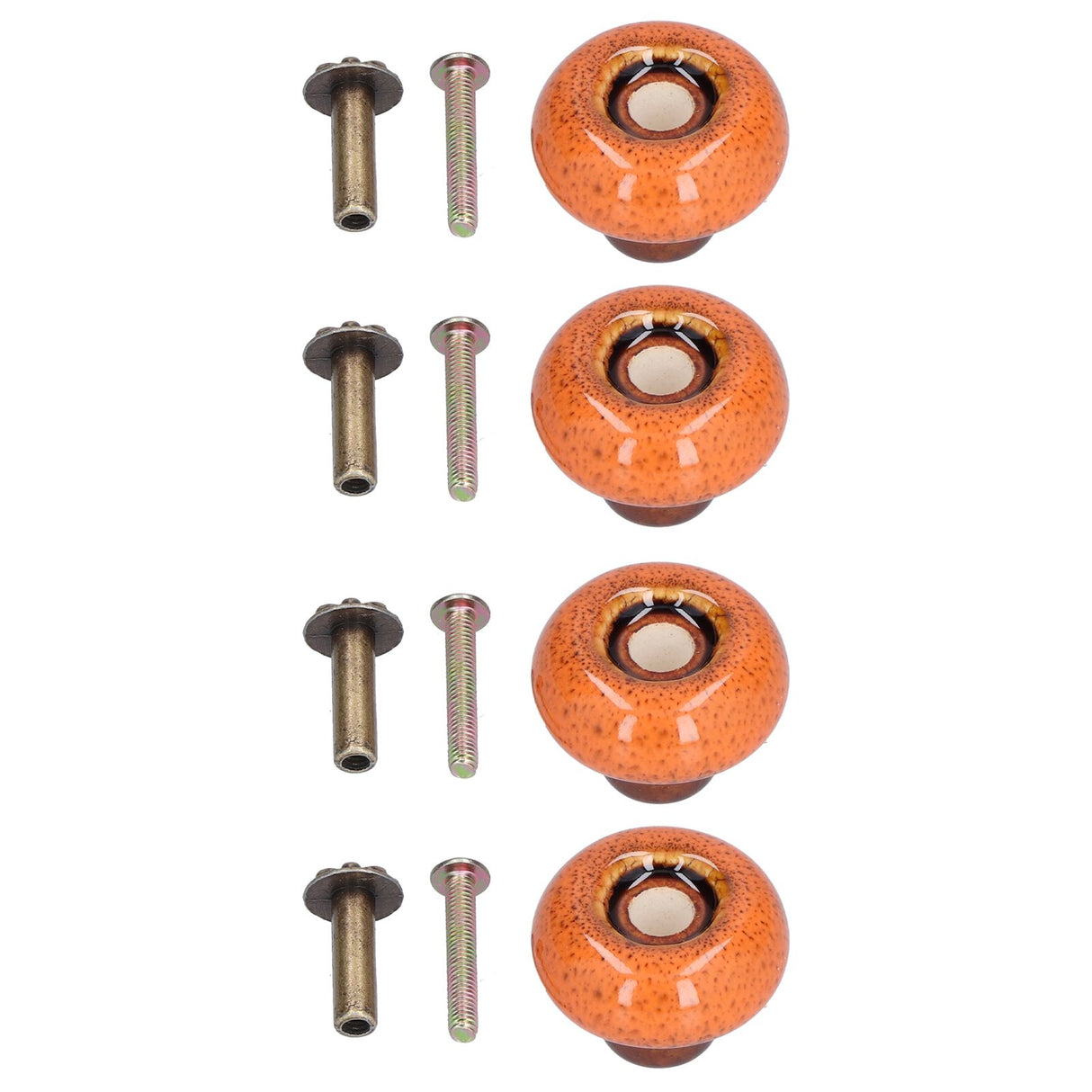 4 Set Cabinet Handle Retro Round Shaped Single Hole Door Knob for Home Bedroom Living RoomGreen Ancient Leopard Print Orange