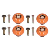 4 Set Cabinet Handle Retro Round Shaped Single Hole Door Knob for Home Bedroom Living RoomGreen Ancient Leopard Print Orange