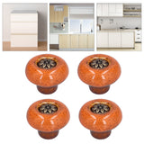 4 Set Cabinet Handle Retro Round Shaped Single Hole Door Knob for Home Bedroom Living RoomGreen Ancient Leopard Print Orange - Extra Image