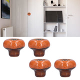 4 Set Cabinet Handle Retro Round Shaped Single Hole Door Knob for Home Bedroom Living RoomGreen Ancient Leopard Print Orange